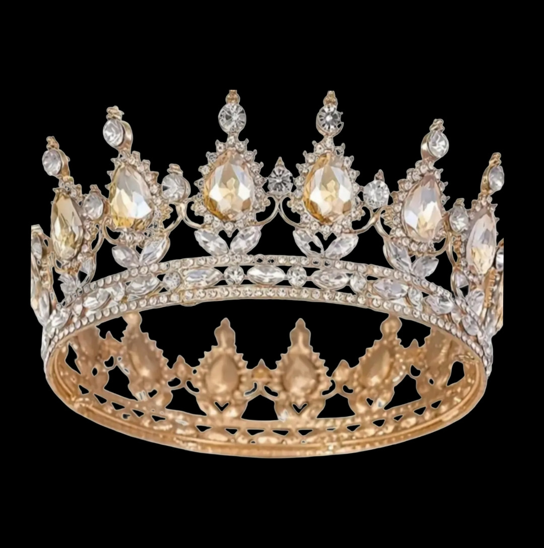 Декор для торта Корона D12 золотая с камнями цвета шампань Декор для торта Корона D12 золотая с камнями цвета шампань