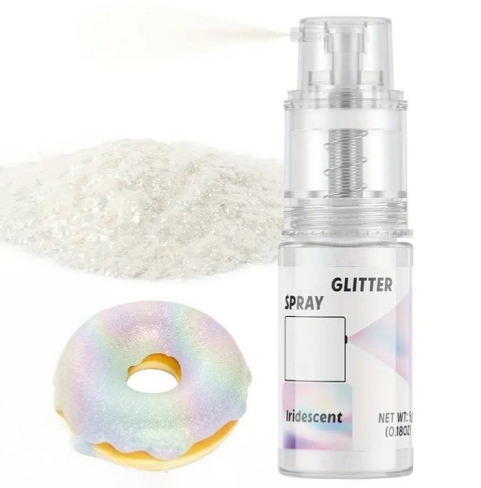 Пищевый блеск глиттер с распылителем Белый Радужный 5 гр кандурин Пищевый блеск глиттер с распылителем Белый Радужный 5 гр кандурин