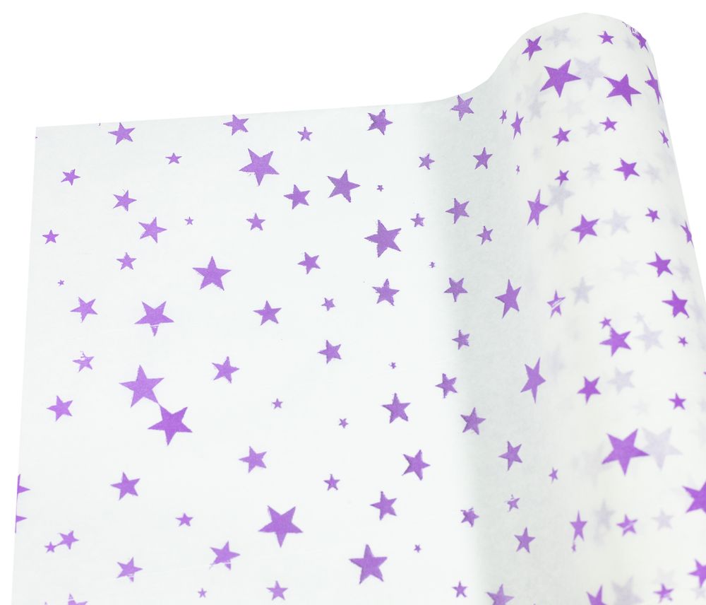 Бумага тишью 30г, 50см х 14м белая с сереневыми звездами Белый Unison (PQD5014-22) Бумага тишью 30г, 50см х 14м белая с сереневыми звездами Белый Unison (PQD5014-22)