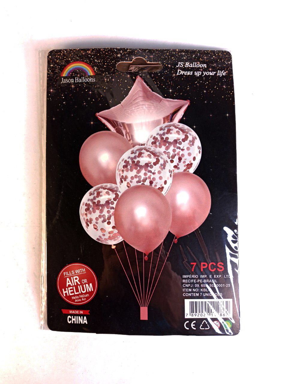 Набор из 7 шариков, РОЗОВОЕ ЗОЛОТО звезда Розовый Unison (836825-1gold pink) Набор из 7 шариков, РОЗОВОЕ ЗОЛОТО звезда Розовый Unison (836825-1gold pink)
