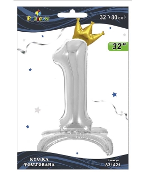 Шарик фольгированный цифра с короной на подставке Шарик фольгированный цифра с короной на подставке