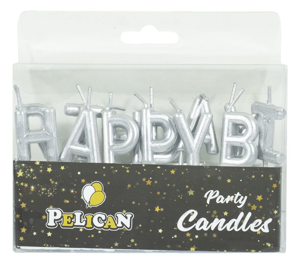 Набор свечей для торта HAPPY BIRTHDAY, СЕРЕБРО Серебряный Pelican (868502) Набор свечей для торта HAPPY BIRTHDAY, СЕРЕБРО Серебряный Pelican (868502)