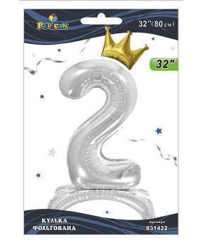 Шарик фольгированный цифра с короной на подставке Шарик фольгированный цифра с короной на подставке