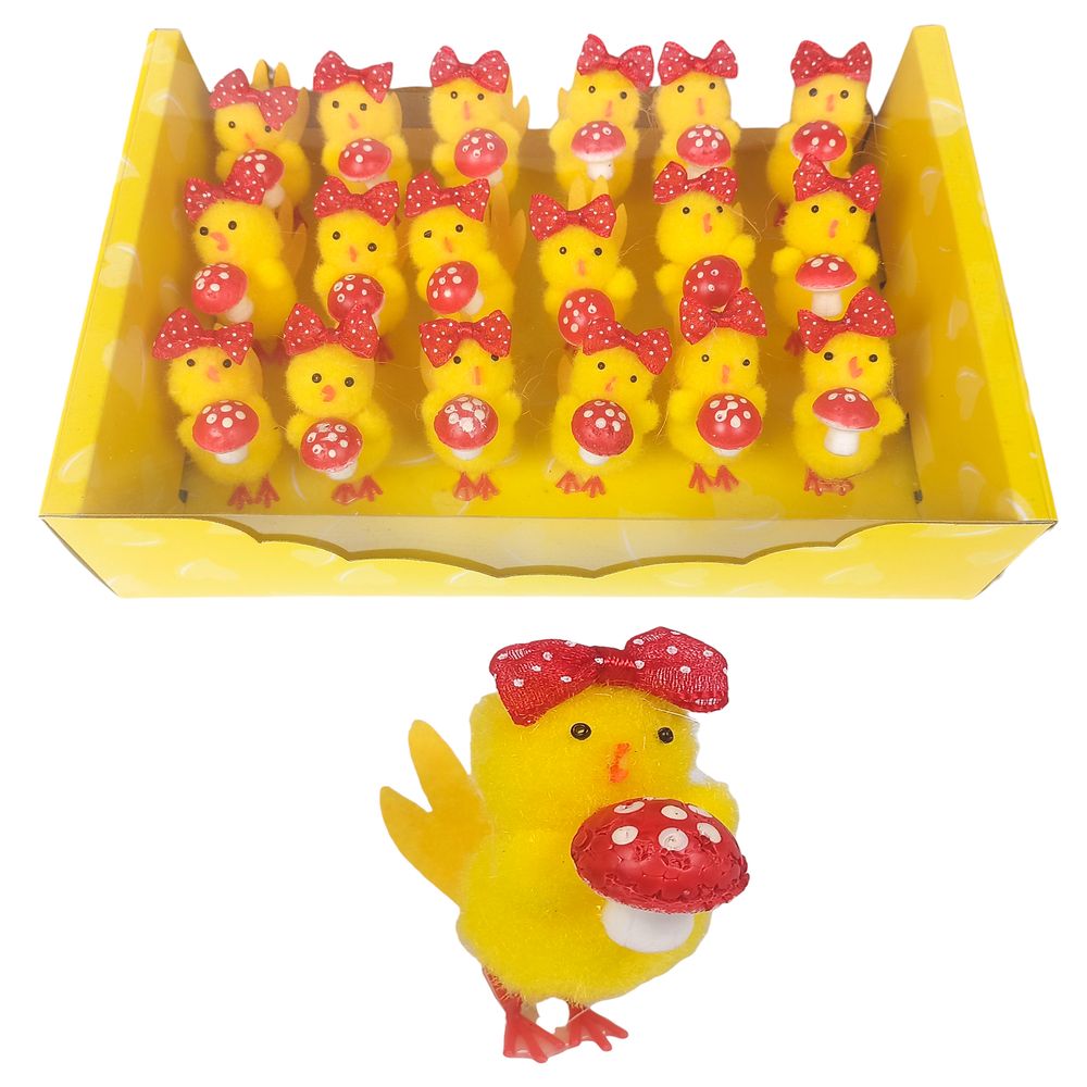 Пасхальный декор Жёлтый цыпленок с грибочком 5см Желтый Без бренда (L00576) Пасхальный декор Жёлтый цыпленок с грибочком 5см Желтый Без бренда (L00576)