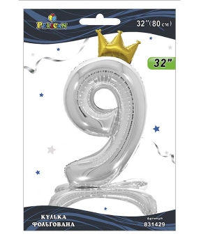 Шарик фольгированный цифра с короной на подставке Шарик фольгированный цифра с короной на подставке