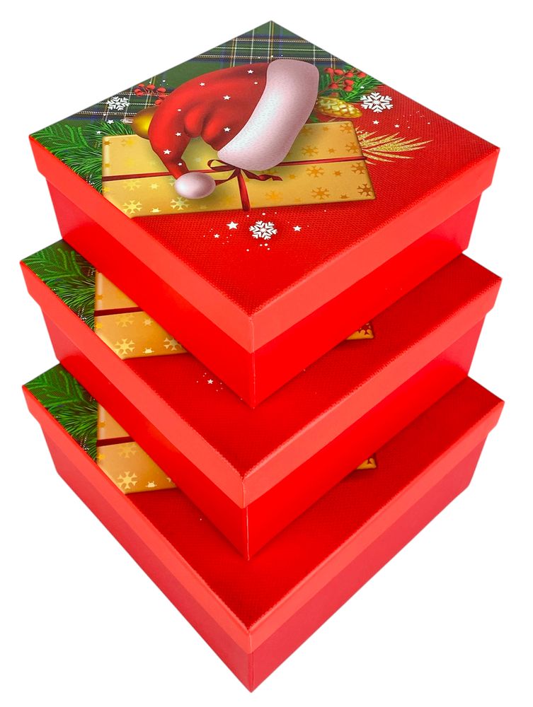 Подарочная новогодняя коробка 19 х 19 х 9,5см, 3шт/наб (2034Y-404L) Подарочная новогодняя коробка 19 х 19 х 9,5см, 3шт/наб (2034Y-404L)