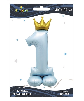 Шарик фольгированный цифра с короной на подставке Шарик фольгированный цифра с короной на подставке