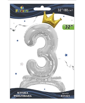 Шарик фольгированный цифра с короной на подставке Шарик фольгированный цифра с короной на подставке