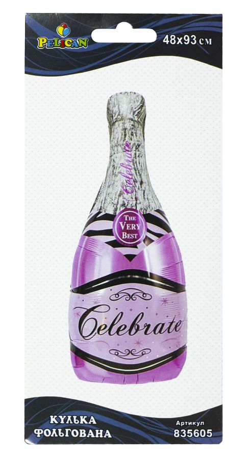 Шарик фольгированный Pelican, розовая бутылка шампанского, 93см Разноцветный Pelican (835605) Шарик фольгированный Pelican, розовая бутылка шампанского, 93см Разноцветный Pelican (835605)