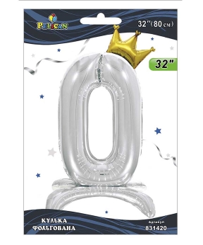 Шарик фольгированный цифра с короной на подставке Шарик фольгированный цифра с короной на подставке