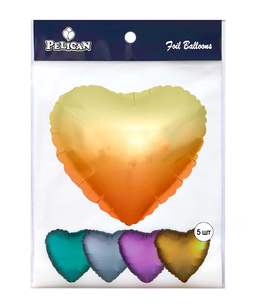 Шарик фольгированный Pelican 18' СЕРДЦЕ ОМБРЕ ЯНТАРНО-ЗОЛОТОЕ 45 см, (5шт) Оранжевый Pelican (833677) Шарик фольгированный Pelican 18' СЕРДЦЕ ОМБРЕ ЯНТАРНО-ЗОЛОТОЕ 45 см, (5шт) Оранжевый Pelican (833677)