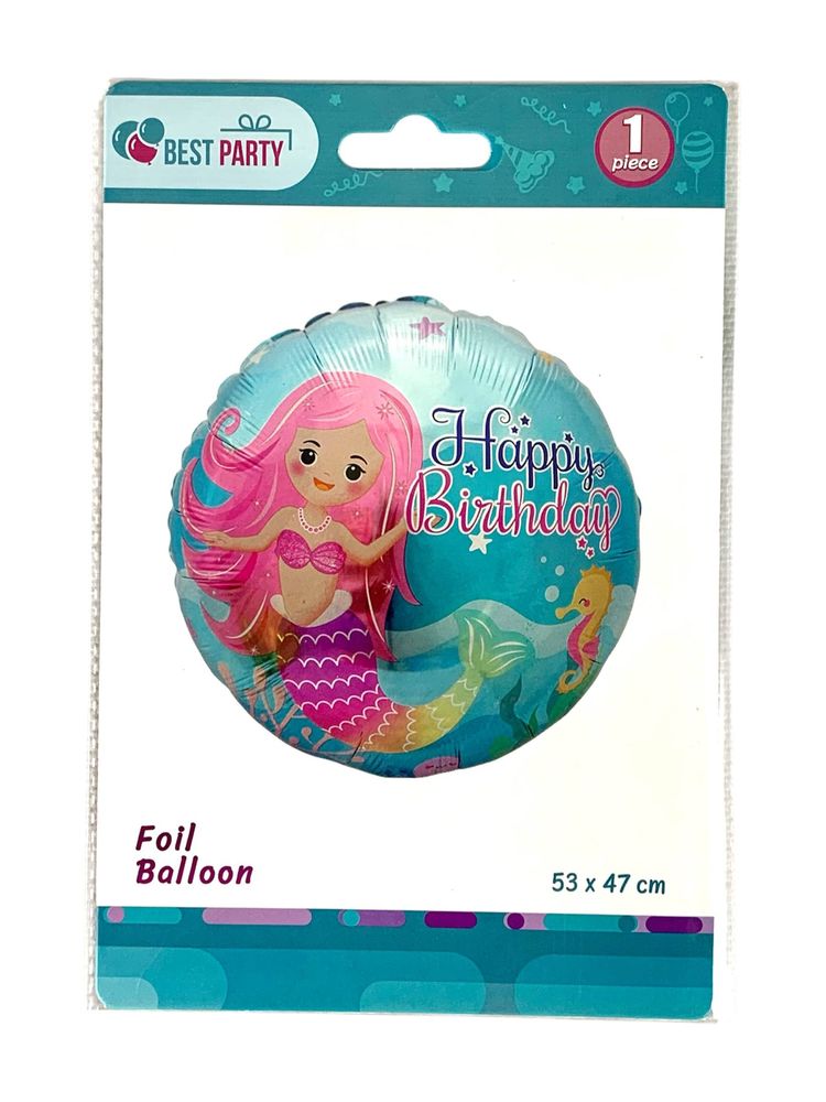 Шарик надувной фольгированный 53 х 47 Happy Birthday Русалка (BP10855) Шарик надувной фольгированный 53 х 47 Happy Birthday Русалка (BP10855)