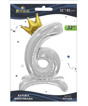 Шарик фольгированный цифра с короной на подставке Шарик фольгированный цифра с короной на подставке