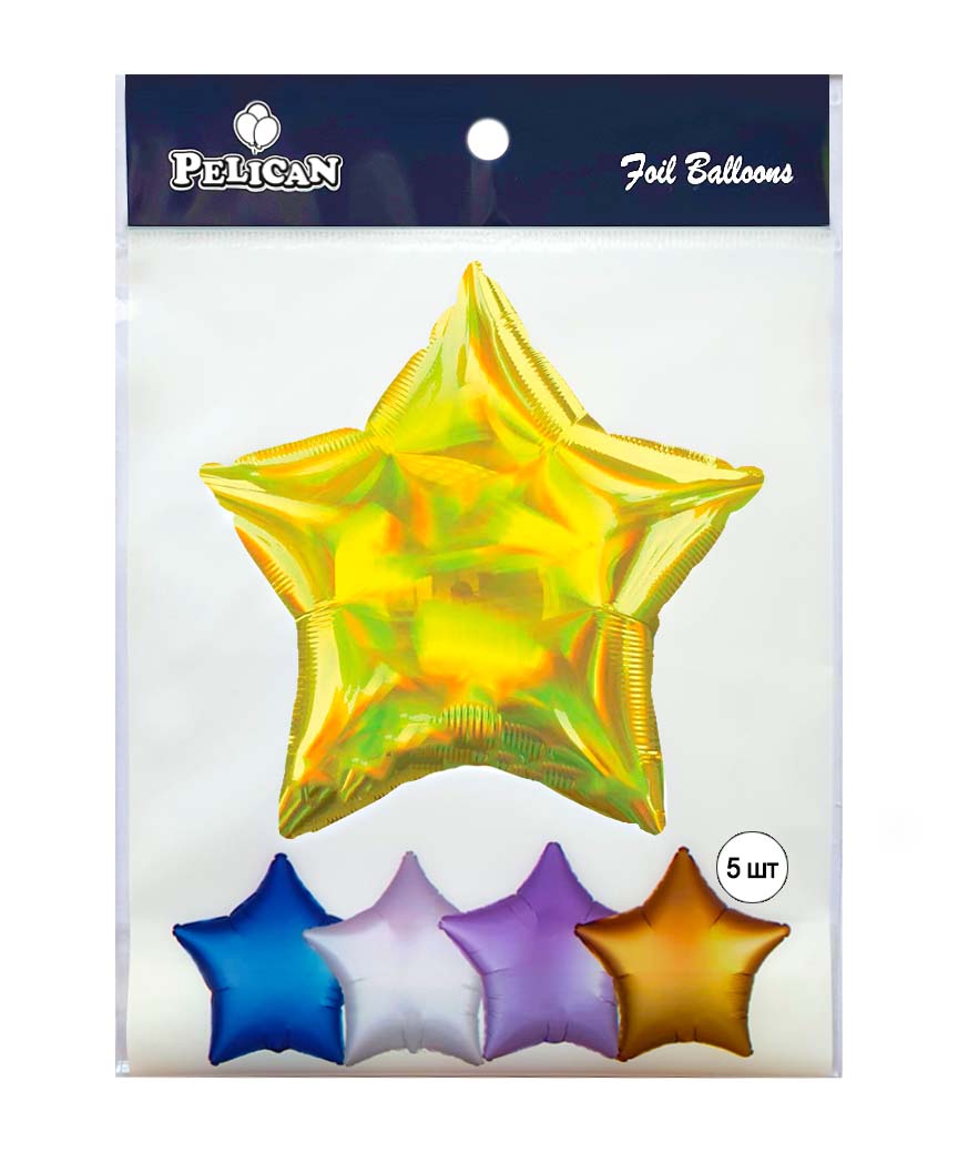 Шарик фольгированный Pelican 10' звезда голограмма золото 25 см, 5шт/уп Золотой Pelican (832761) Шарик фольгированный Pelican 10' звезда голограмма золото 25 см, 5шт/уп Золотой Pelican (832761)