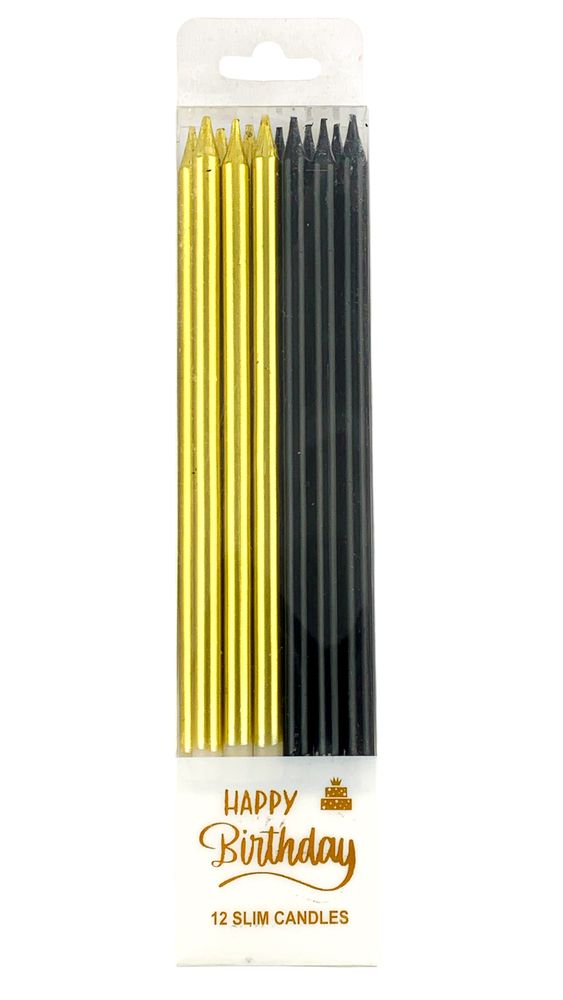 Набор свечей для торта 15,0см, золото + черный, 12шт (625622 gold-black) Набор свечей для торта 15,0см, золото + черный, 12шт (625622 gold-black)