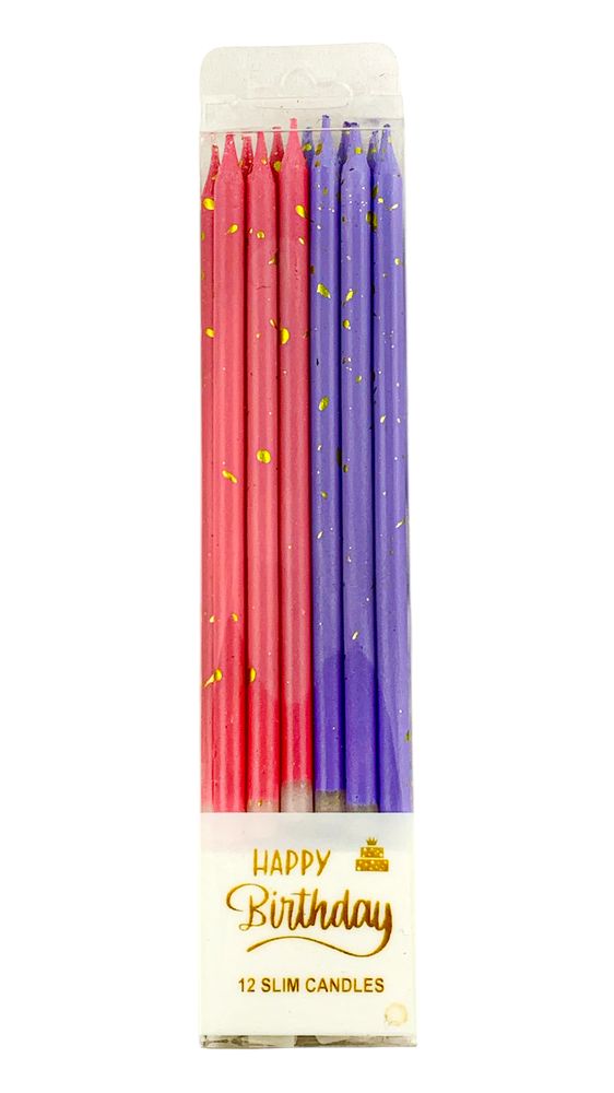 Набор свечей для торта с блеском, 15,0см, розовый-сиреневый, 12шт (625622 pink-lilac) Набор свечей для торта с блеском, 15,0см, розовый-сиреневый, 12шт (625622 pink-lilac)