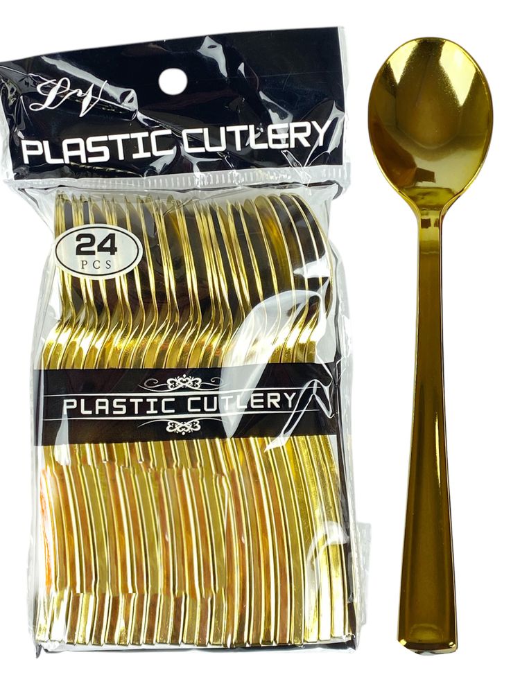 Ложки пластиковые многоразовые золото, 13см, 24шт/уп Золотой Unison (7500-50-1) Ложки пластиковые многоразовые золото, 13см, 24шт/уп Золотой Unison (7500-50-1)