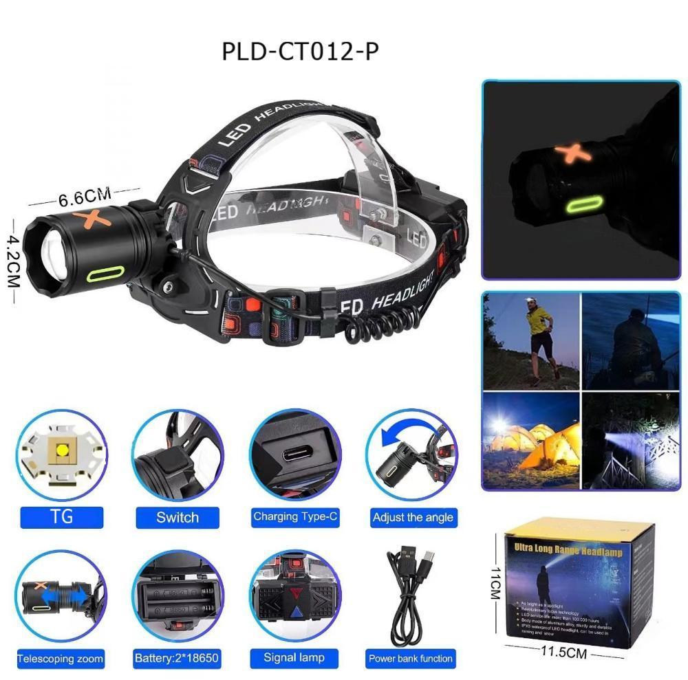 Фонарь налобный NIGHT VISION FLUORESCENCE CT012-P-TG, 2x18650, ЗУ Type-C, signal light, zoom, Box Фонарь налобный NIGHT VISION FLUORESCENCE CT012-P-TG, 2x18650, ЗУ Type-C, signal light, zoom, Box
