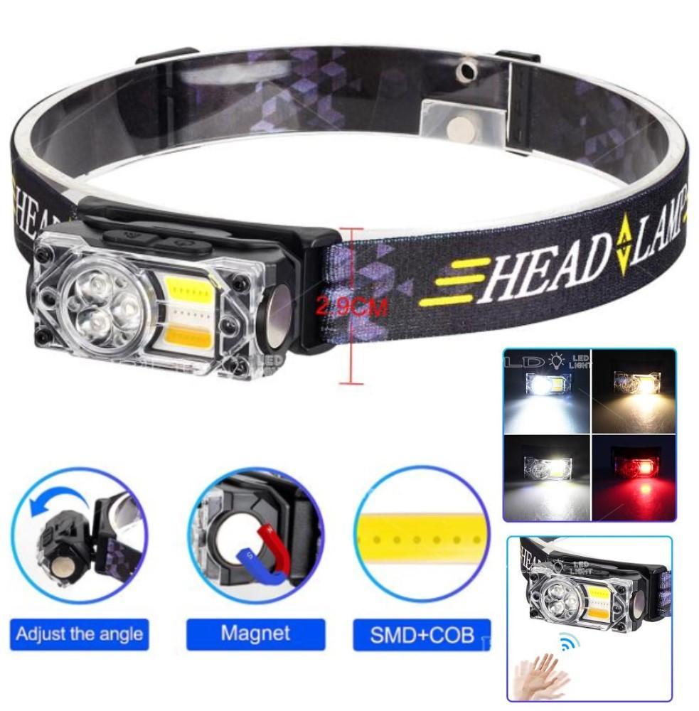 Фонарь налобный YY-19B-3SMD+2COB(White+Yellow+Red), Motion Sensor, Li-Ion аккум., ЗУ Type-C, магнит, Box Фонарь налобный YY-19B-3SMD+2COB(White+Yellow+Red), Motion Sensor, Li-Ion аккум., ЗУ Type-C, магнит, Box