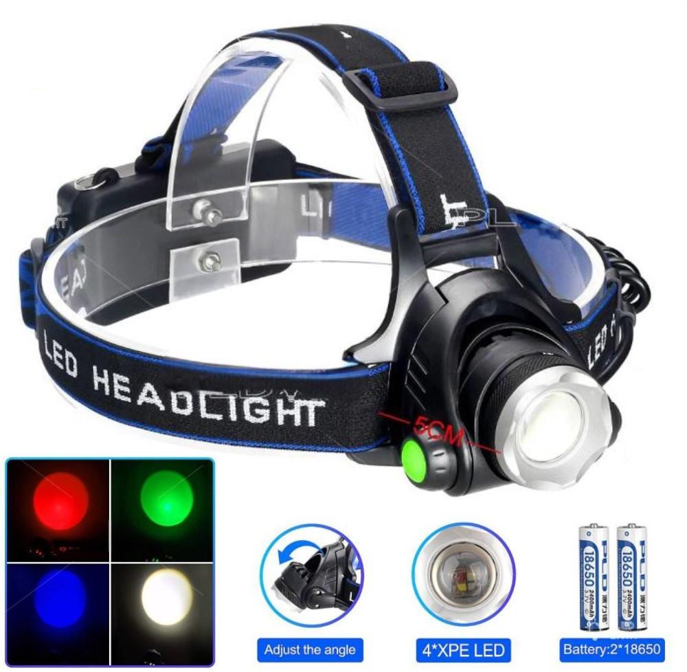 Фонарь налобный PLD-V9-F-4XPE (WHITE+RED+BLUE+GREEN), 2x18650, ЗУ Type-C, zoom, Box Фонарь налобный PLD-V9-F-4XPE (WHITE+RED+BLUE+GREEN), 2x18650, ЗУ Type-C, zoom, Box