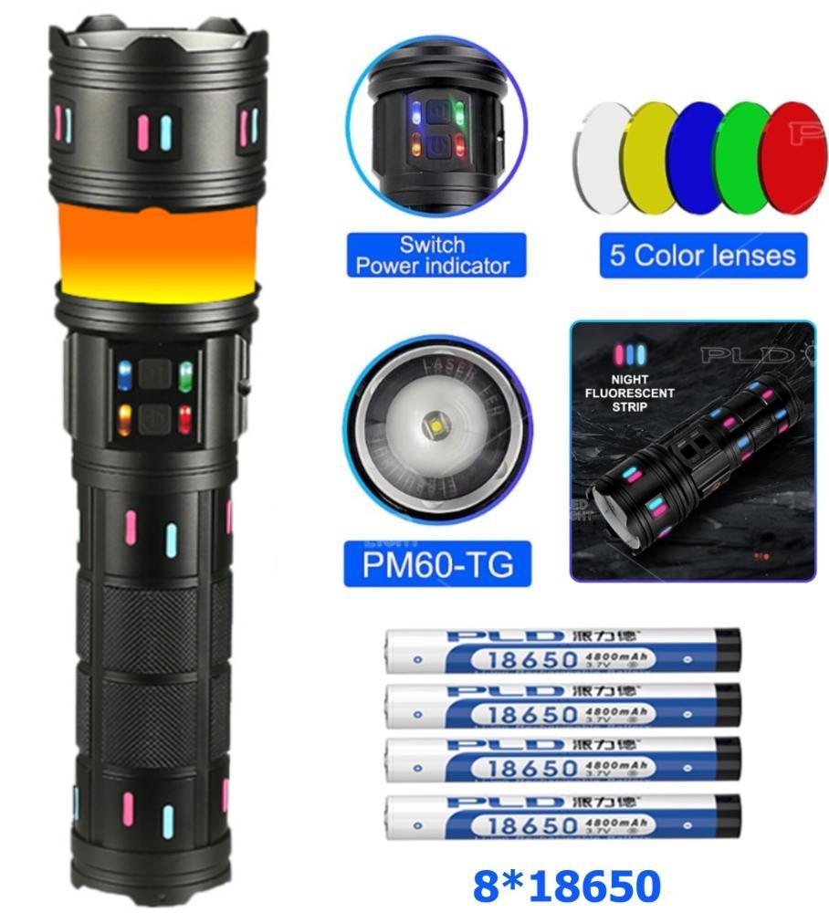 Фонарь NIGHT VISION FLUORESCENCE AK178-WHITE LASER LED PM60-TG+COB, 8x18650 3.7V, power bank, ЗУ Type-C, zoom, Фонарь NIGHT VISION FLUORESCENCE AK178-WHITE LASER LED PM60-TG+COB, 8x18650 3.7V, power bank, ЗУ Type-C, zoom,
