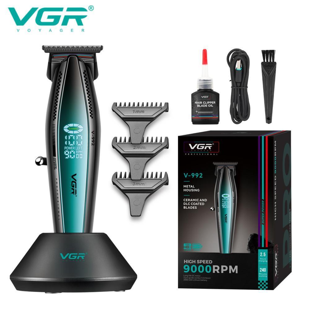 Триммер VGR V-992 GREEN, 9000 RPM, 2000 mAh, 3 насадки, LED display Триммер VGR V-992 GREEN, 9000 RPM, 2000 mAh, 3 насадки, LED display