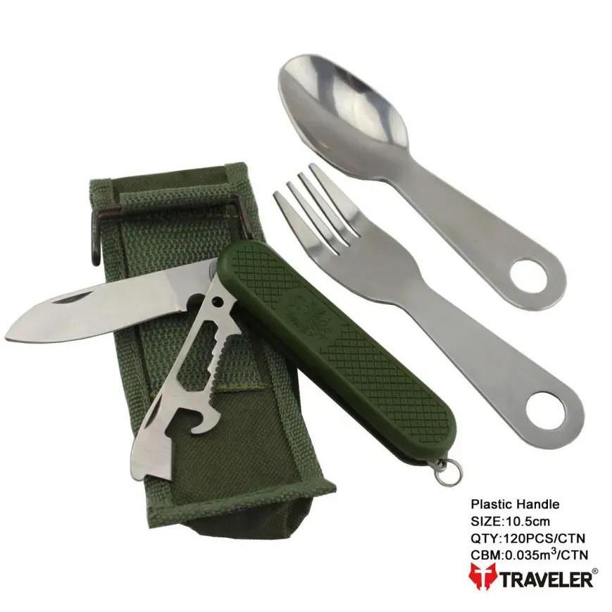 Набор туристический нож, вилка, ложка Traveler 10,5см K601 Набор туристический нож, вилка, ложка Traveler 10,5см K601