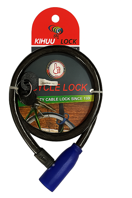 Замок велосипедный KIHUU LOCK 801, 8*100 тросовый, 2 ключа Замок велосипедный KIHUU LOCK 801, 8*100 тросовый, 2 ключа