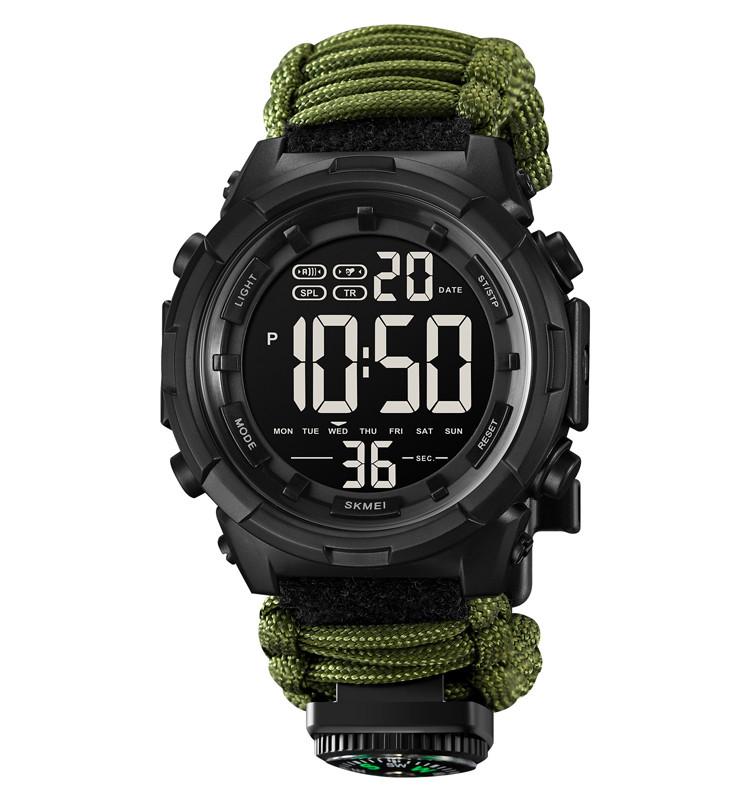 Часы наручные 1845AG SKMEI PARACORD, ARMY GREEN, Compass, термометр, свисток, кресало Часы наручные 1845AG SKMEI PARACORD, ARMY GREEN, Compass, термометр, свисток, кресало