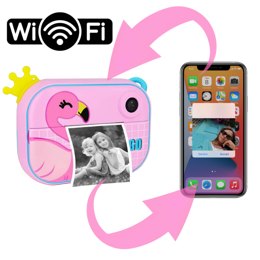 Детский фотоаппарат мгновенной печати YT008 PINK FLAMINGO с поддержкой microSD card, 3Y+, WiFi Детский фотоаппарат мгновенной печати YT008 PINK FLAMINGO с поддержкой microSD card, 3Y+, WiFi