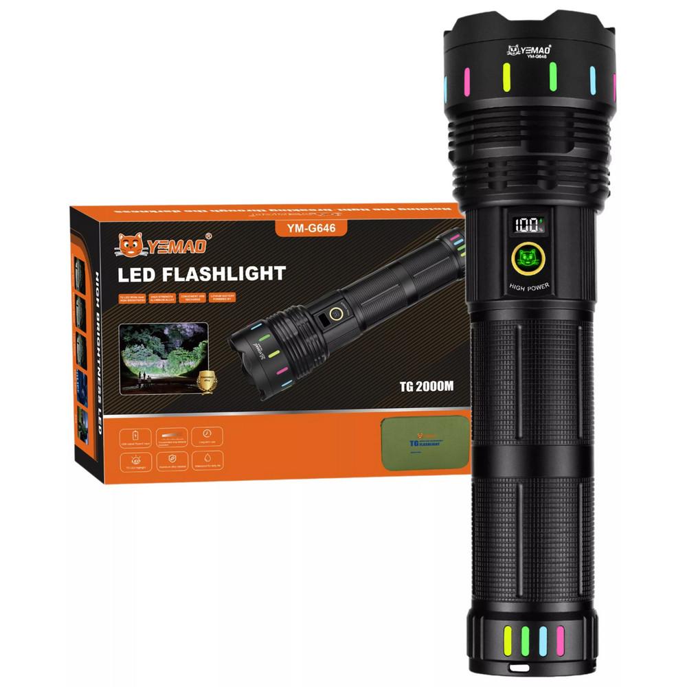 Дальнобойный фонарь YEMAO YM-G646, 4000LM, аккумулятор 451350 (20000 mAh), чехол, блок питания Дальнобойный фонарь YEMAO YM-G646, 4000LM, аккумулятор 451350 (20000 mAh), чехол, блок питания