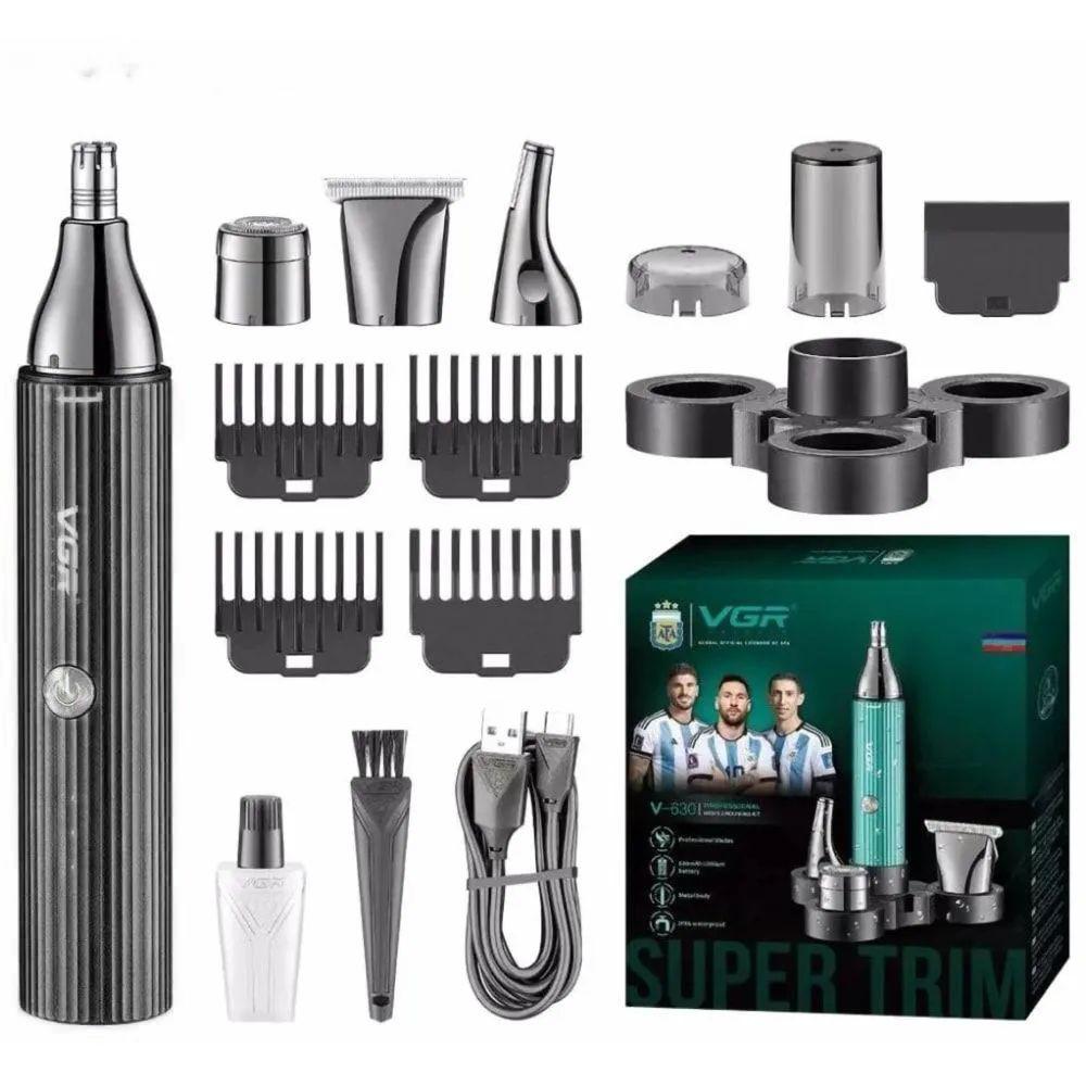 Триммер VGR 4 в 1 V-630 BLACK, 4 насадки - триммер, шейвер, триммер для носа, триммер для тела Триммер VGR 4 в 1 V-630 BLACK, 4 насадки - триммер, шейвер, триммер для носа, триммер для тела