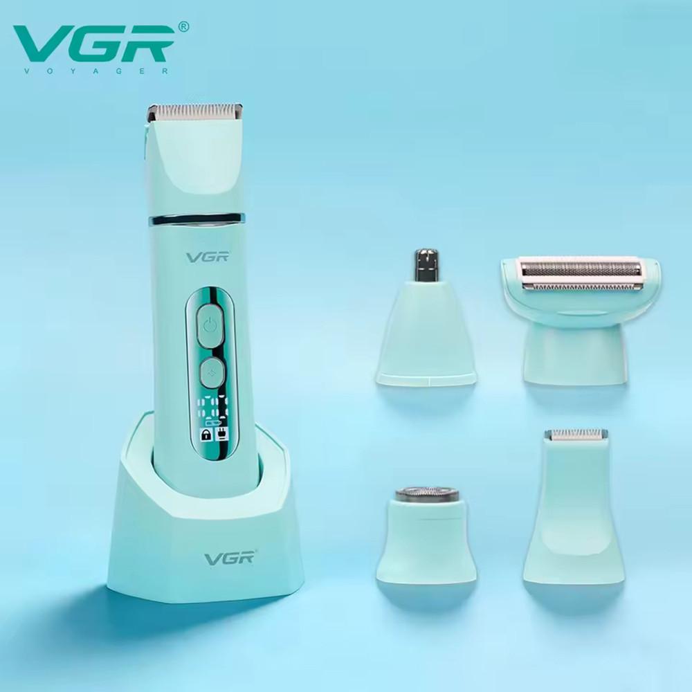 Эпилятор VGR 5 в 1 V-763 GREEN, 5 насадок, IPX7 Эпилятор VGR 5 в 1 V-763 GREEN, 5 насадок, IPX7