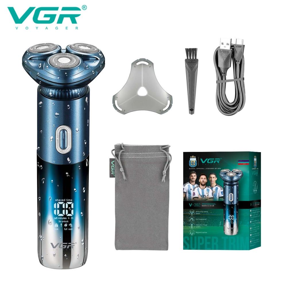 Электробритва VGR V-392 BLUE, роторная, IPX7, LED display Электробритва VGR V-392 BLUE, роторная, IPX7, LED display